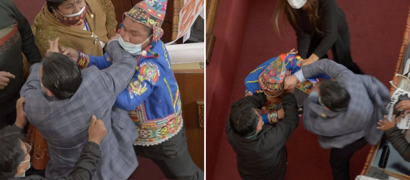 Έκαναν ρινγκ την Βουλή της Βολιβίας: Μπουνιές και μαλλιοτραβήγματα (βίντεο)